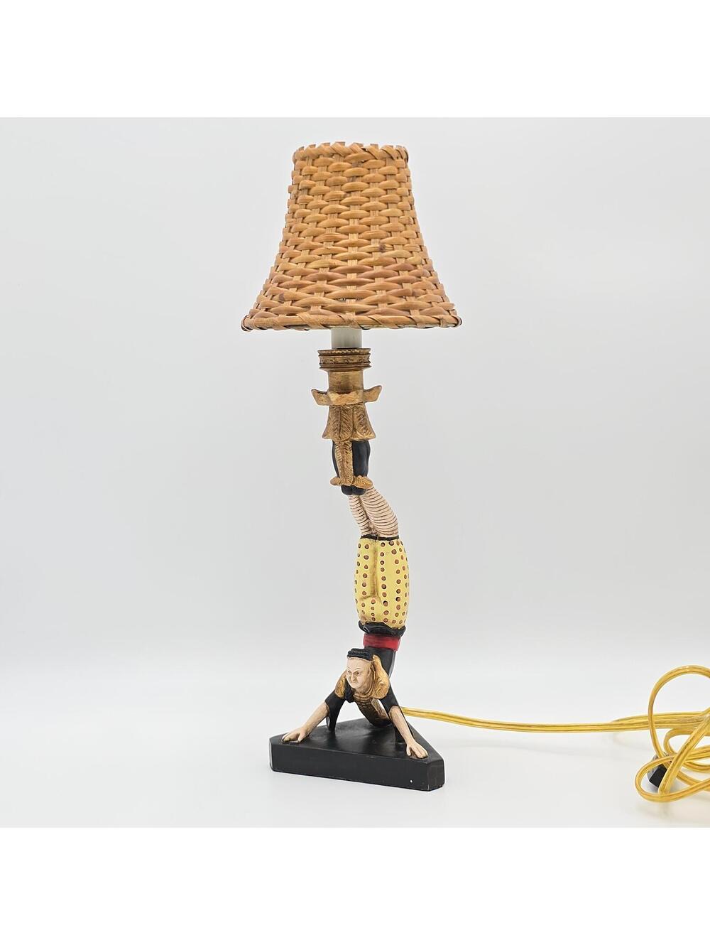 Vintage Asian Acrobat Candlestick Lamp